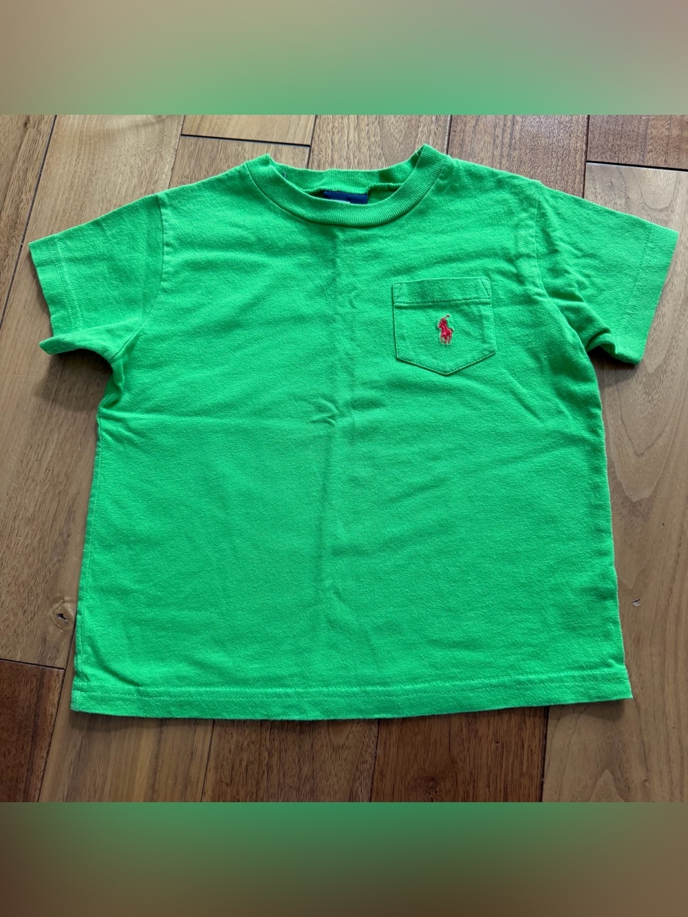 Ralph Lauren Vintage Green Tee Toddler Size 24M Red Pony Logo Short Sleeve